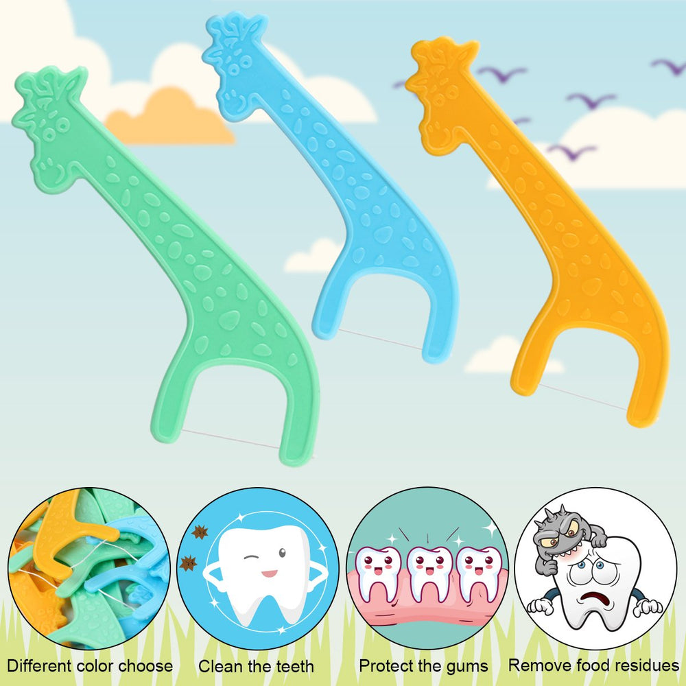 Kid-friendly floss pick with easy-grip handle