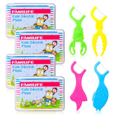 FAMILIFE kid floss picks with 4 travel cases packaging