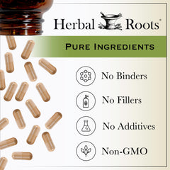 Herbal Roots family-owned brand logo and products