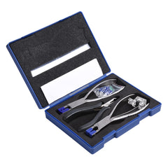 Professional optical tools for rimless glasses repair in use