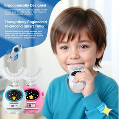 Close-up of soft silicone mouthpiece for gentle 360° cleaning