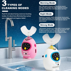 Playful astronaut-themed toothbrush design for kids ages 3-12