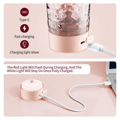 Fans-One 24oz pink blender shaker is portable for shakes anywhere.