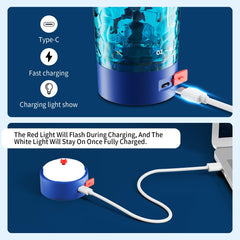 FANS-ONE blue shaker in gym-bag-ready setup signals portability for workouts and travel.