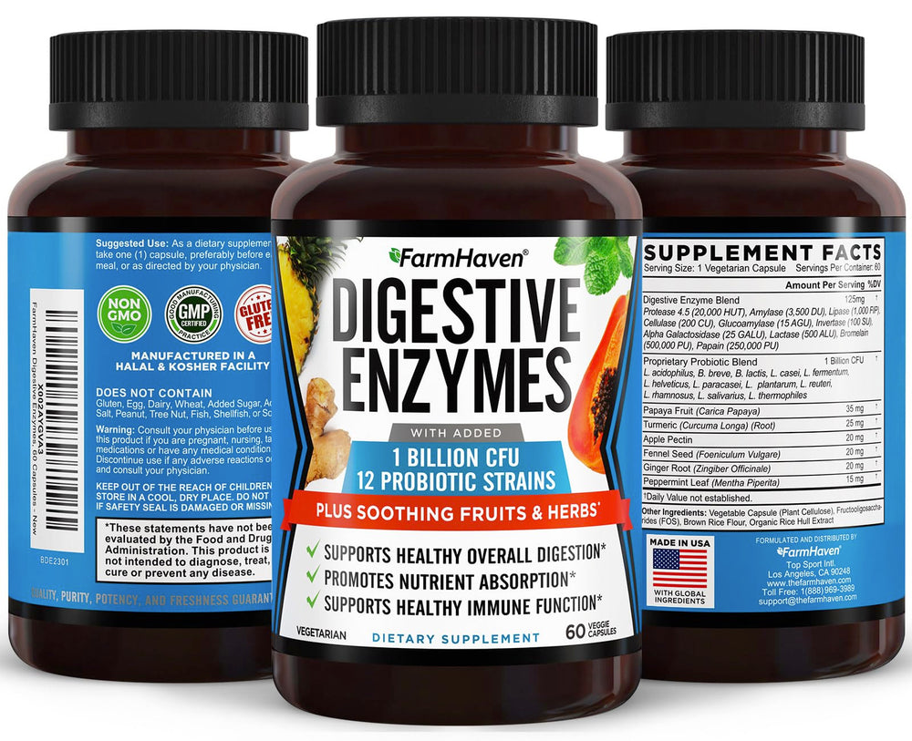 Close-up of bromelain and lactase digestive enzymes