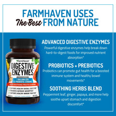 Made in USA badge on FarmHaven Digestive Enzymes bottle