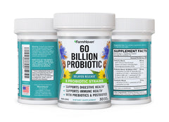 Graphic showing the 8 probiotic strains included in FarmHaven formula