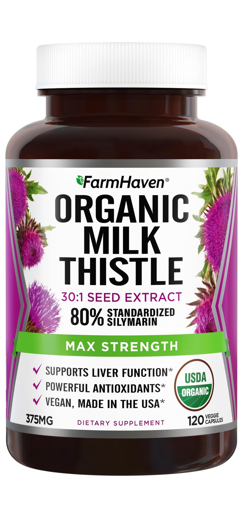 FarmHaven USDA Organic Milk Thistle Capsules bottle