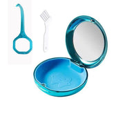 Blue fashion orthodontic retainer case with inner mirror