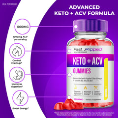 Packaging showing Keto + ACV all-natural formula icons