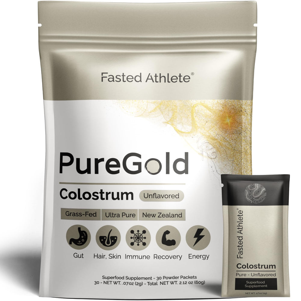 Fasted Athlete PureGold Colostrum Powder packaging and label