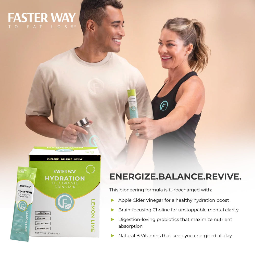 Faster Way mixed lemon lime drink in bottle demonstrating portable hydration