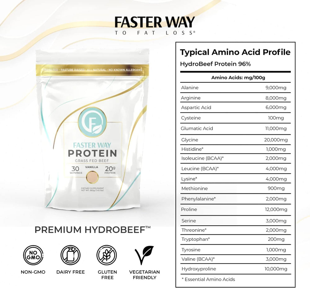 Prepared vanilla protein shake in glass with scoop
