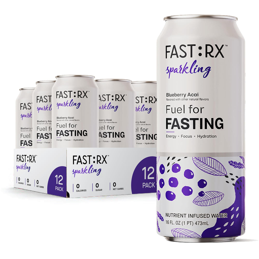 FASTRX blueberry acai sparkling can for zero sugar hydration during fasting