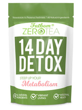 FATBOM Zero Tea packaging on shelf for a convenient detox ritual.
