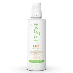 Close-up of FAZZET LUZ Tonsil Stone Mouthwash label