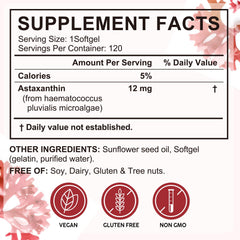 Close-up of 12mg astaxanthin softgels