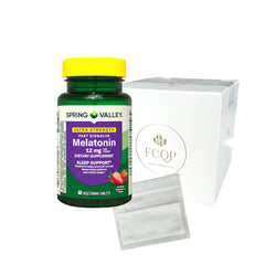 FCQP Spring Valley Melatonin Sleep Support Tablets 12 mg Strawberry Flavor fast-dissolve – 60 count, includes pill pouch and FCQP sticker