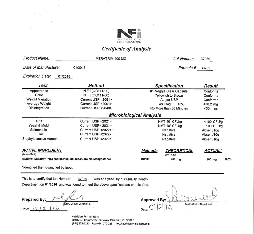 FDA-registered facility seal reflecting rigorous quality testing.