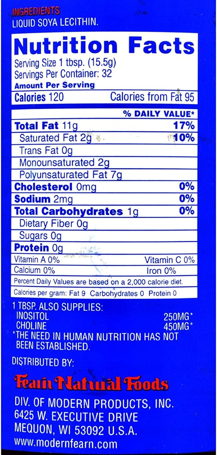 Close-up of Lecithin label and ingredients
