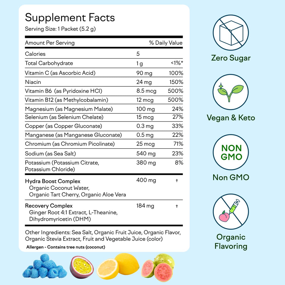 Feel Goods Hydration Hero ingredients include organic fruits and aloe for natural flavor.