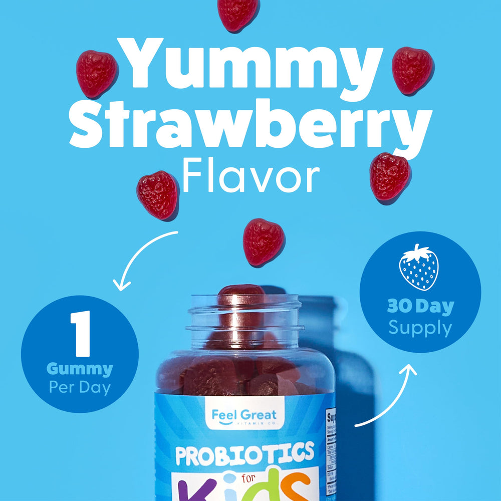 Colorful strawberry gummy vitamins arranged on a white background
