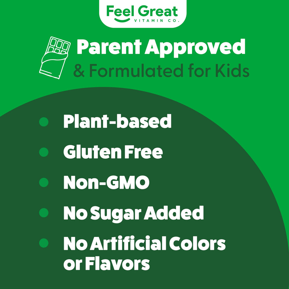 Feel Great Super Greens for Kids packaging and bottle