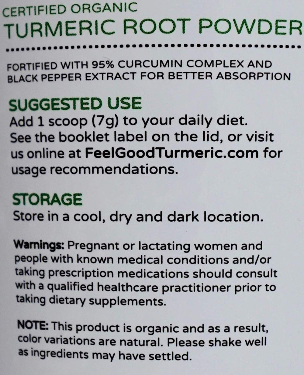 Reusable container for Feel Good Organic Turmeric Powder with lid