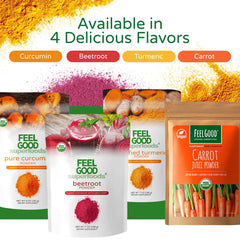 FeelGood beetroot powder packaging on a shelf suggesting premium fortified beetroot quality