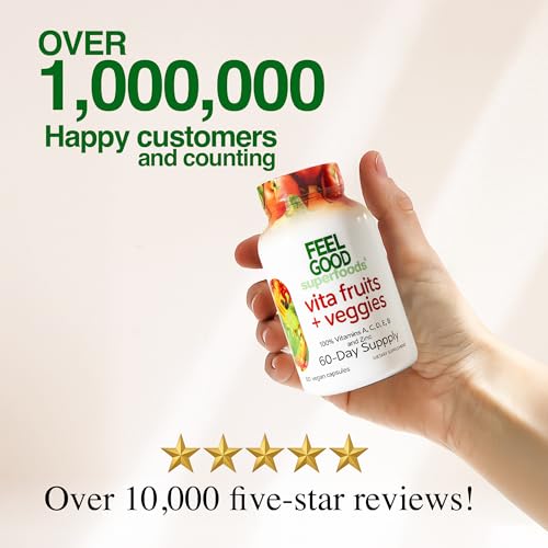 Lifestyle image showing FeelGood capsule bottle with fruits