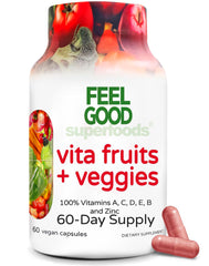 FeelGood Vita Fruits and Veggies Capsules bottle and label