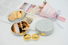 Gold marble lens case open view