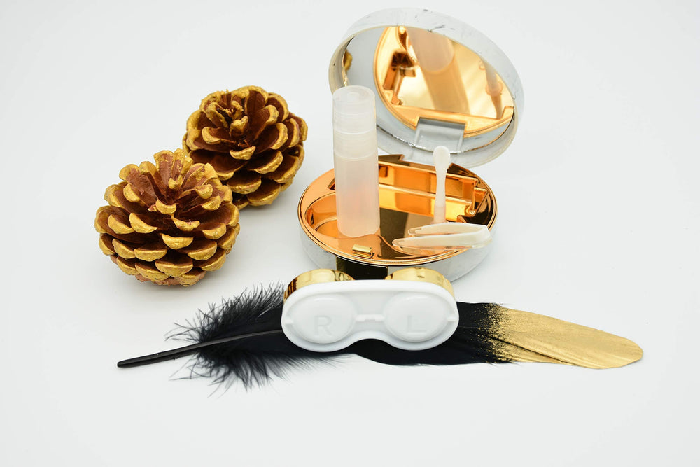 Inner view of FEILIBAY marble lens case showing compartments