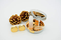 Rose gold marble lens case open view