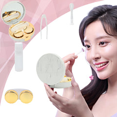 FEILIBAY marble contact lens case rose gold two-pack hero image