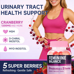 Label emphasizing vaginal probiotic blend and cranberry ingredients