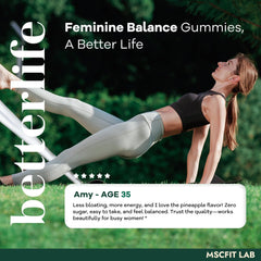 USA-made formulation label for Feminine Balance Gummies
