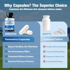 Two easy-to-swallow capsules on white background