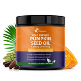 Hero image showing Femmetra pumpkin seed oil and saw palmetto softgel capsules