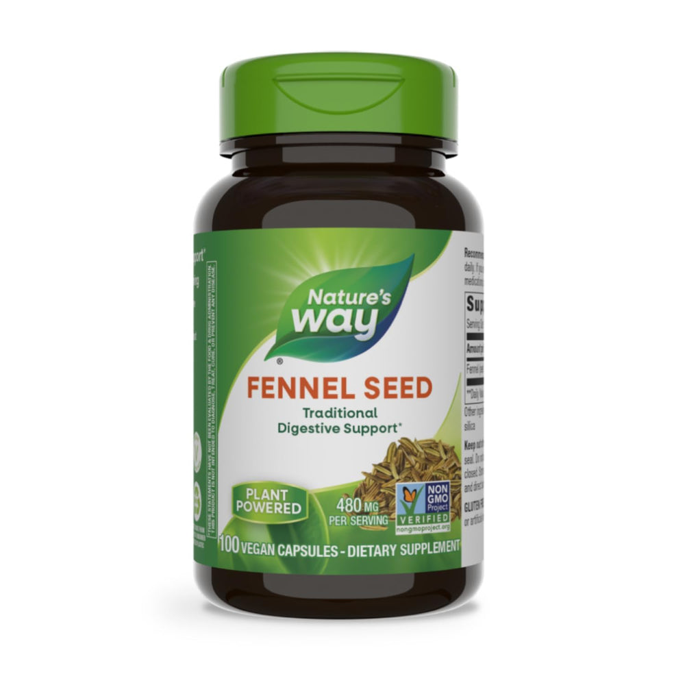 Nature's Way Fennel Seed bottle label with 100 capsules