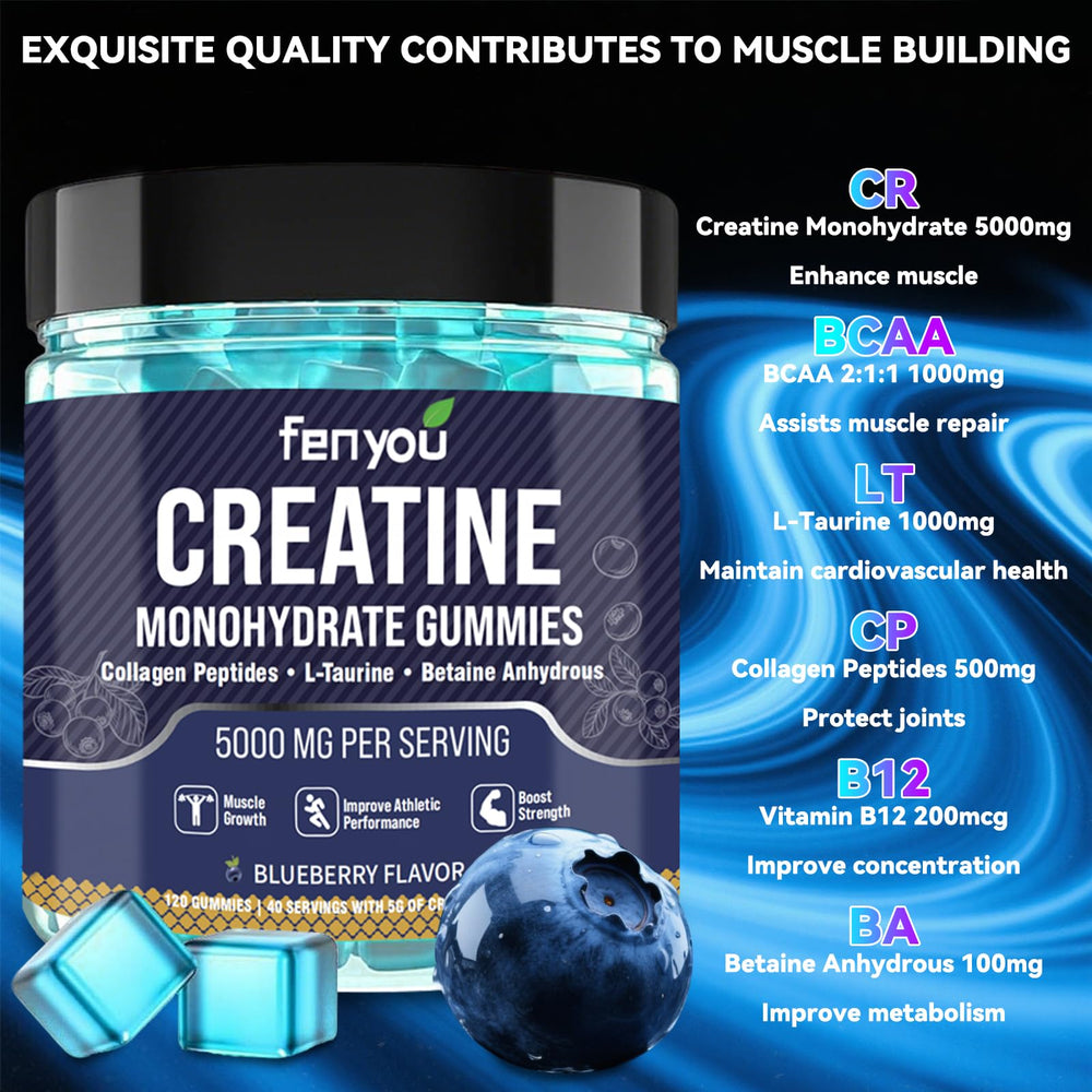 Nutrition facts label for FENYOU Creatine Monohydrate Gummies