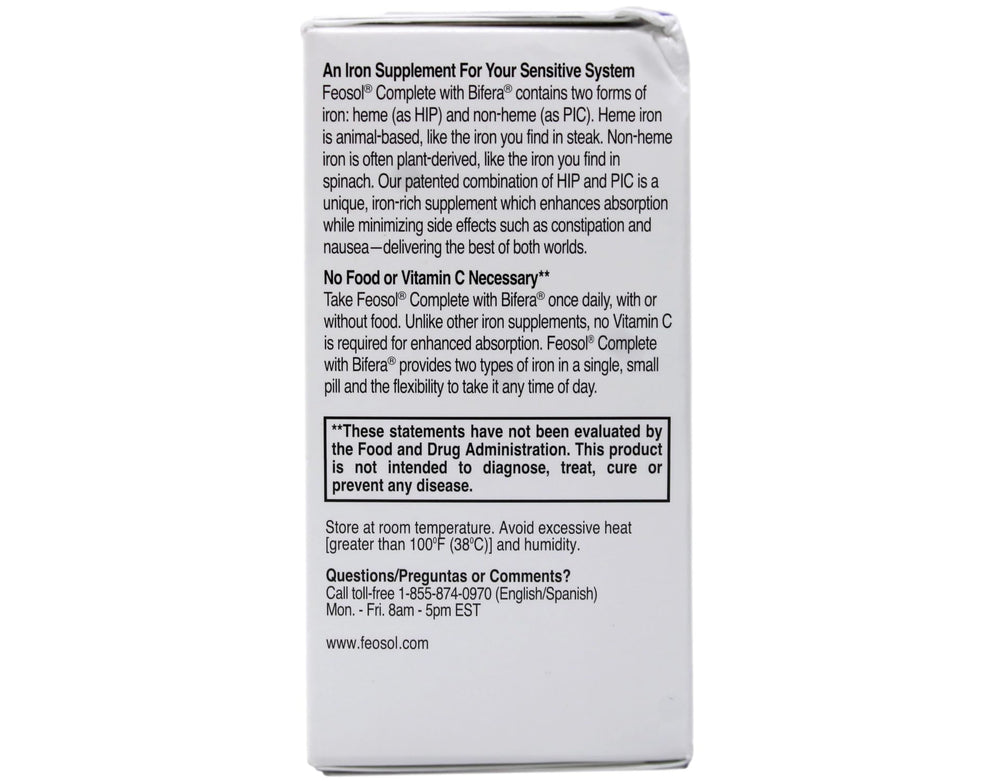 Bottled Feosol Bifera iron supplement with label