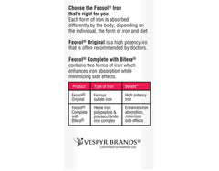 Ferrous sulfate iron supplement tablets dispensed from bottle