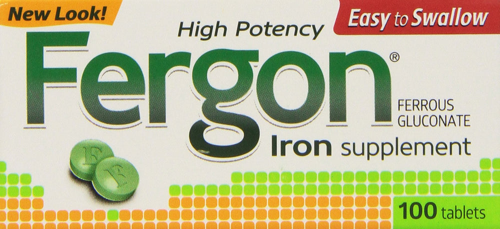 Fergon iron supplement tablets bottle label