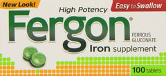 Fergon iron supplement tablets bottle label
