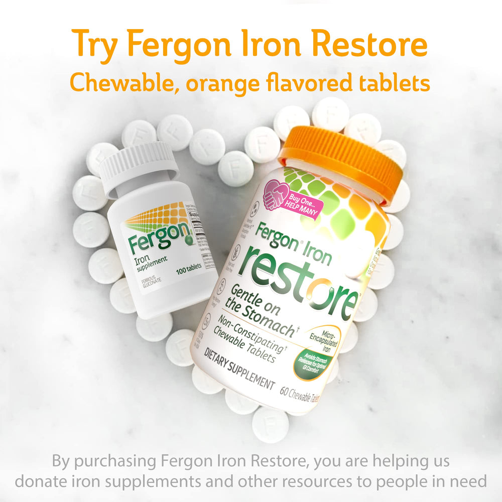 Graphic illustrating red blood cells and iron support