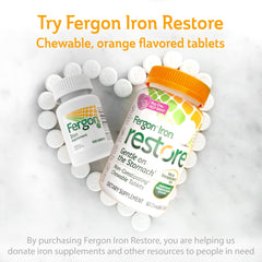 Graphic illustrating red blood cells and iron support