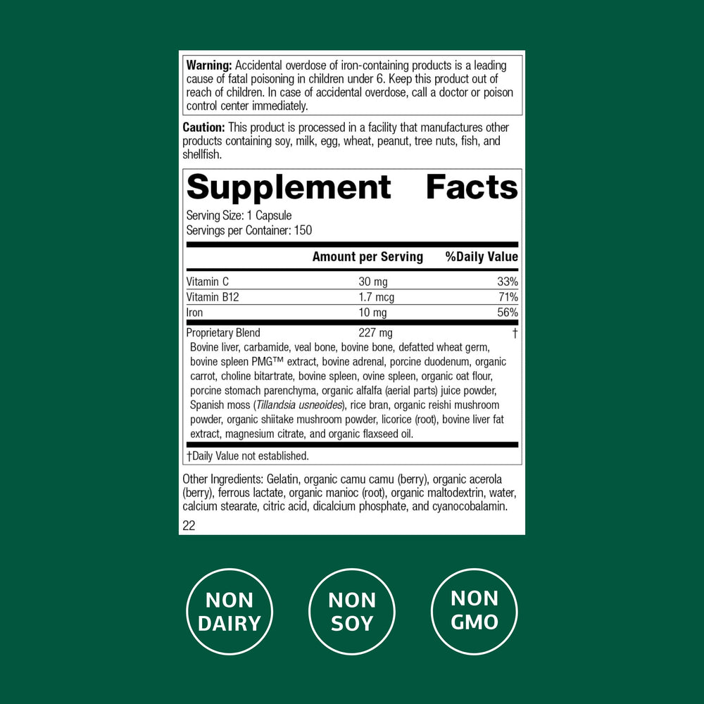 Illustration of iron, B12 and vitamin C supporting absorption