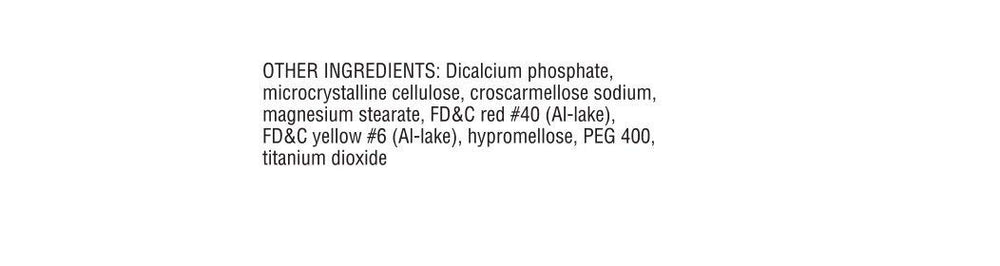 Bottle label showing 100 tablets per bottle in a 2-pack