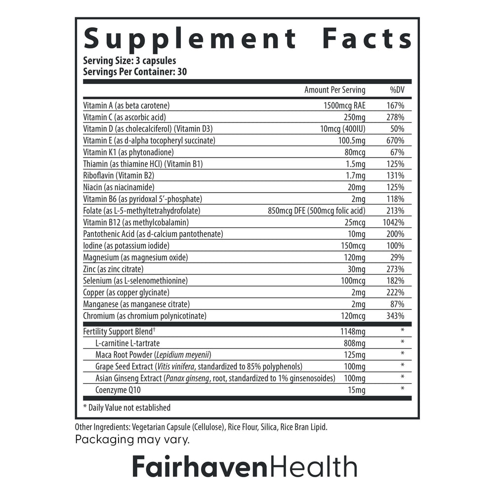 Graphic illustrating L-carnitine, zinc and folate ingredients